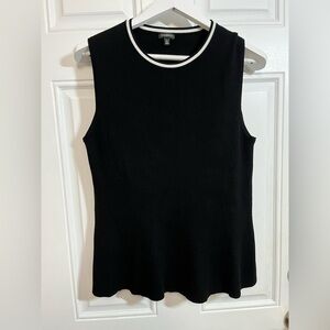 Talbots Black White Ribbed Knit Sleeveless Top Women’s XL